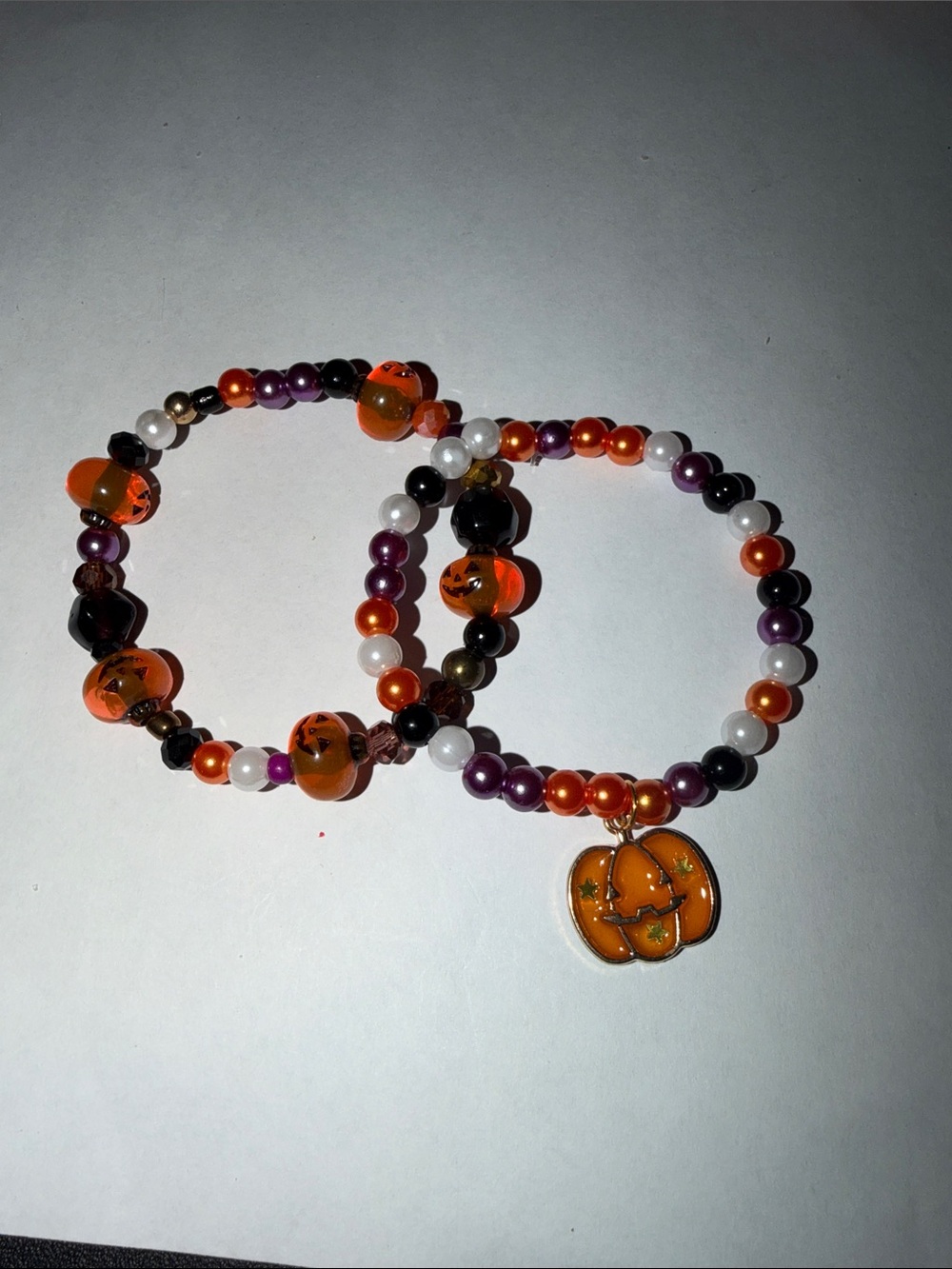 Halloween Beaded Stretch Charm Bracelet Set - set of 2